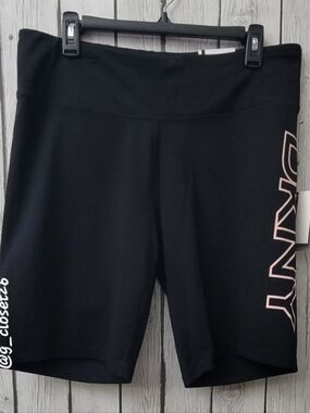 DKNY Black Bike Shorts with Pink Logo Panel,2x